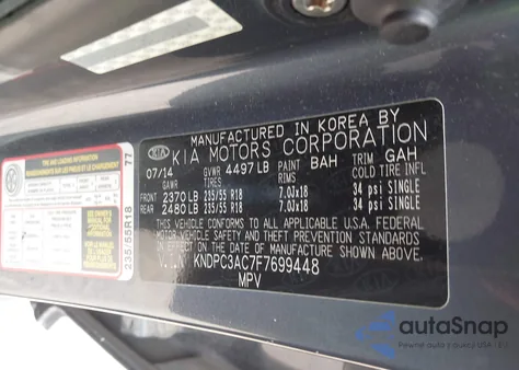 2015 Kia Sportage Ex z USA, uszkodzony, nr VIN KNDPC3AC7F7699448